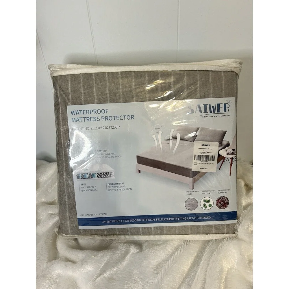 King Size Waterproof‎ Mattress, Protector. Bamboo Fiber, Protect Against Mites.